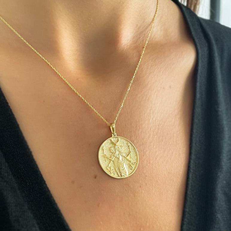 Moon Silver Medallion Necklace