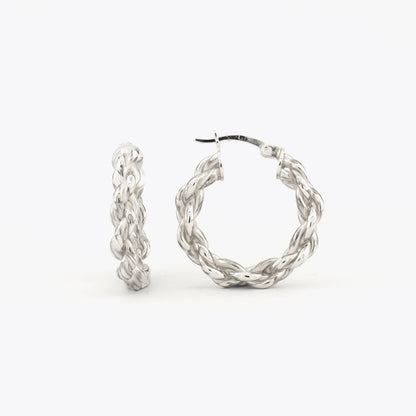 Halat Halka Küpe - 925 Ayar Gümüş - 22 mm