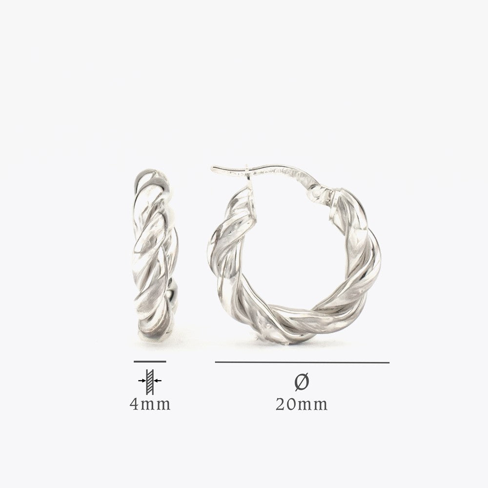 Rope ring earrings - 925 sterling silver - 20 mm