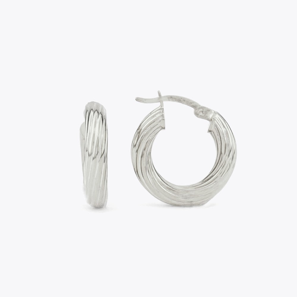Striped ring earrings - 925 sterling silver - 19 mm