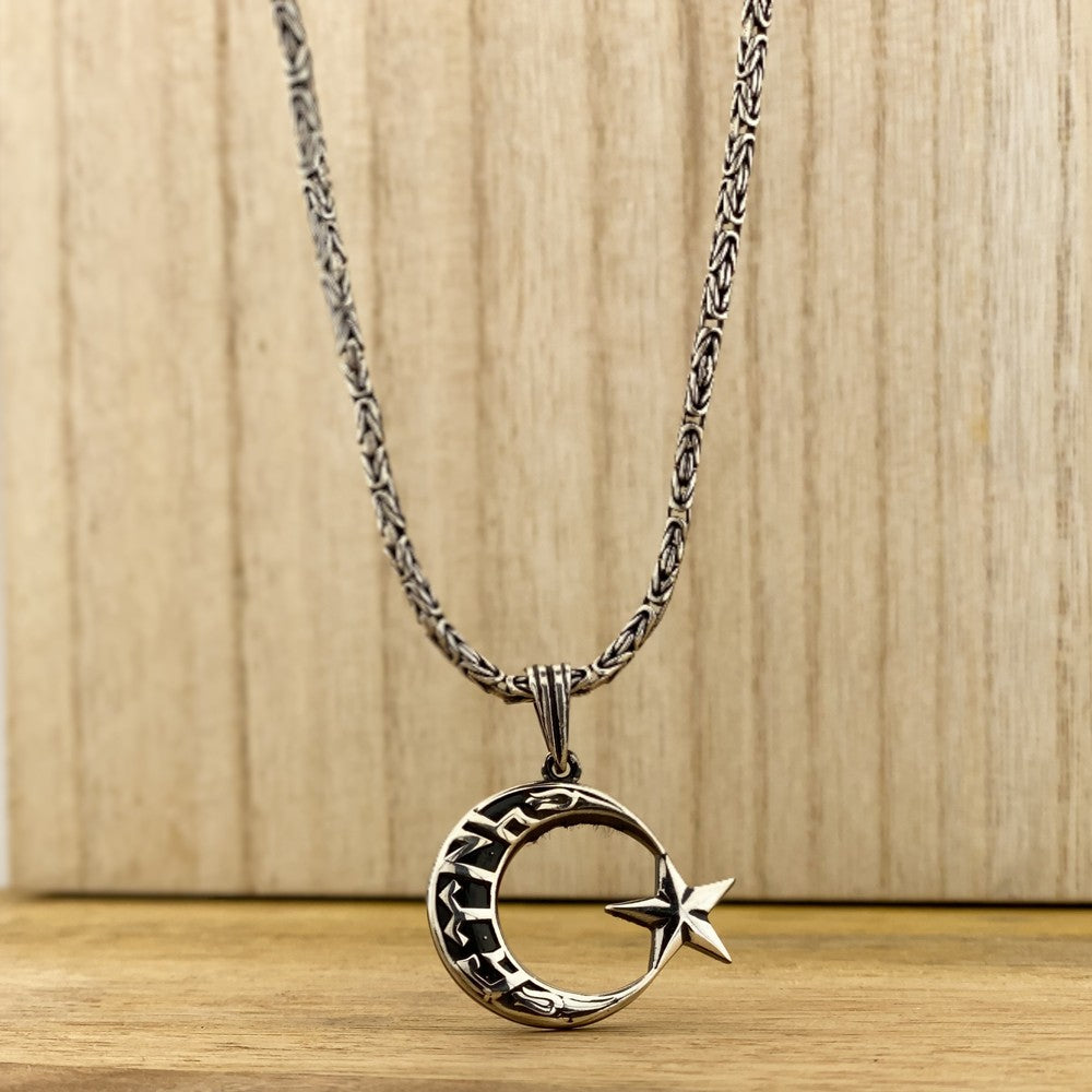 Halbmond und Stern Königskette 2.2mm 925er Sterling Silber