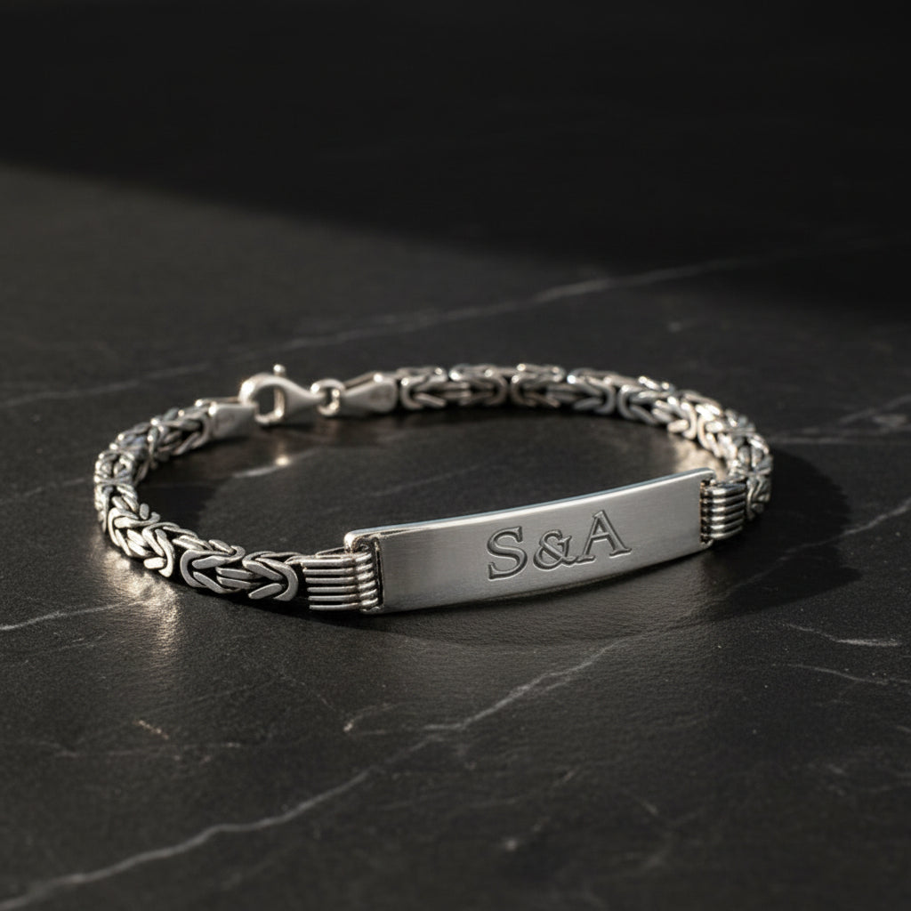 King Chain 4 mm Armband Gravur - 925 Sterling Silber