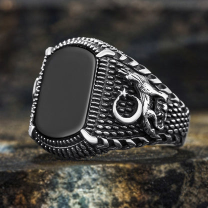 Onyx Stein 925 Sterling Silber Ring
