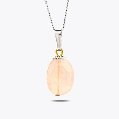 Pembe Kuvars Doğal Taş Kolye