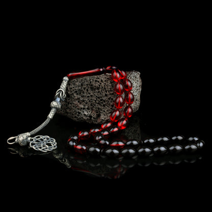 1000 Pilarie de sueur en argent sterling compressant l'ambre Tesbih