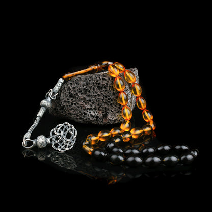 1000 Pilarie de sueur en argent sterling compressant l'ambre Tesbih