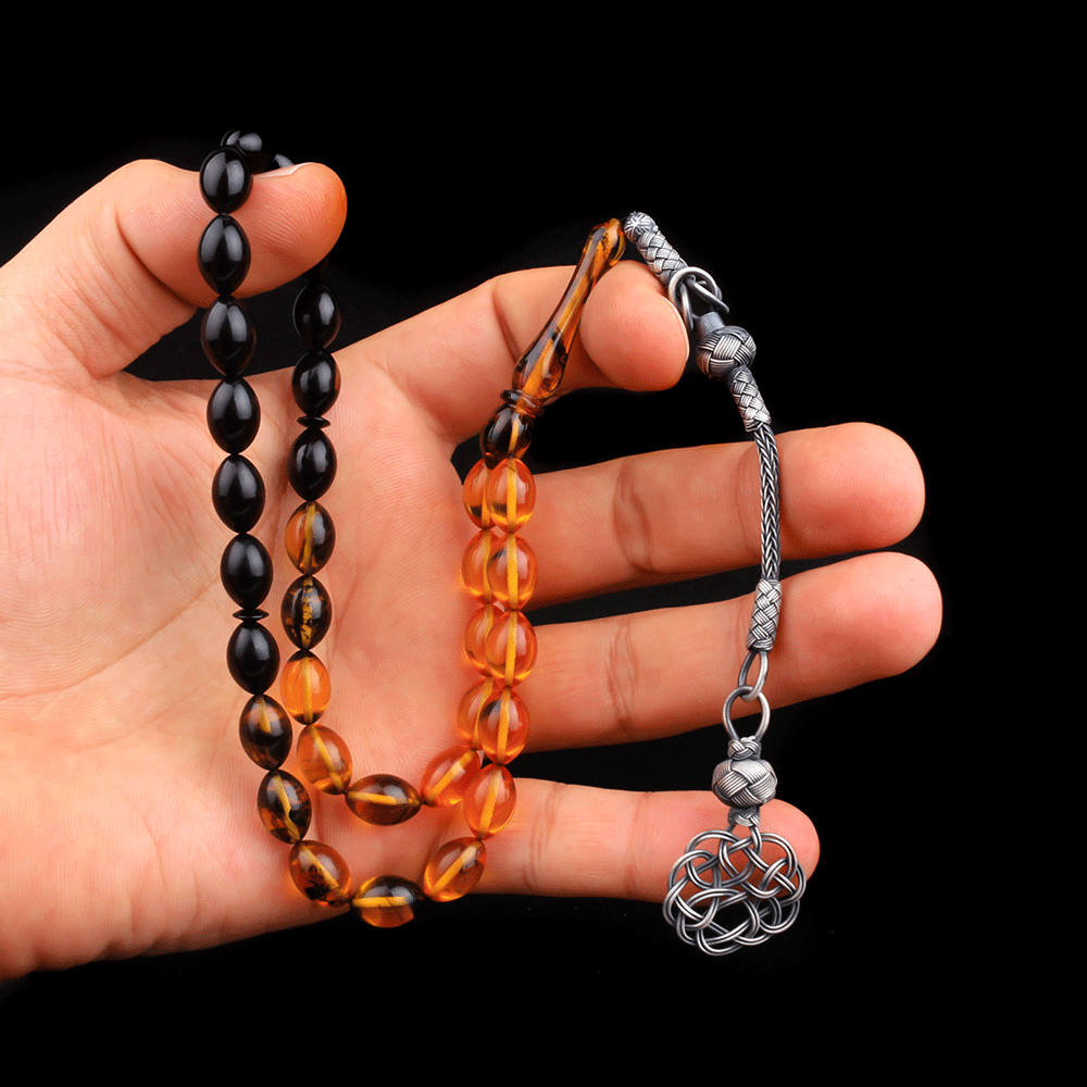 1000 Sterling Silver Sweat Tassel Squeezing Amber Tesbih