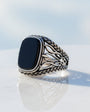 Schwarzer Onyx Herren 925er Silberring