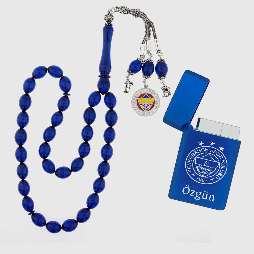 FB Püsküllü Kehribar Tesbih Ve Çakmak Hediye Seti