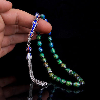 925 Ayar Gümüş Püsküllü Renk Değiştiren His Taşı Tesbih