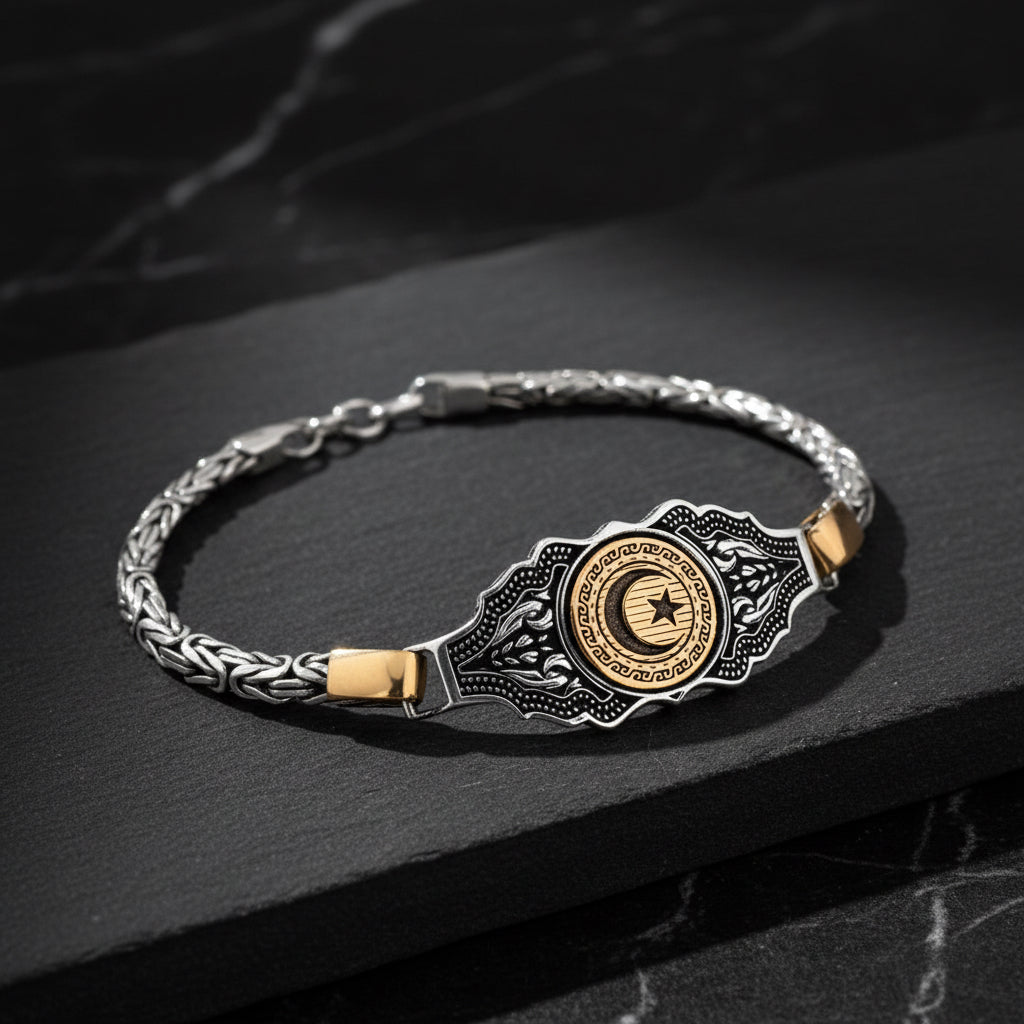 King Chain Moon Star Silberarmband