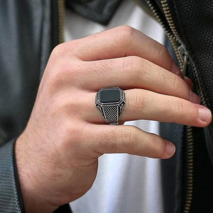 Onyxed Men's Silver Ring