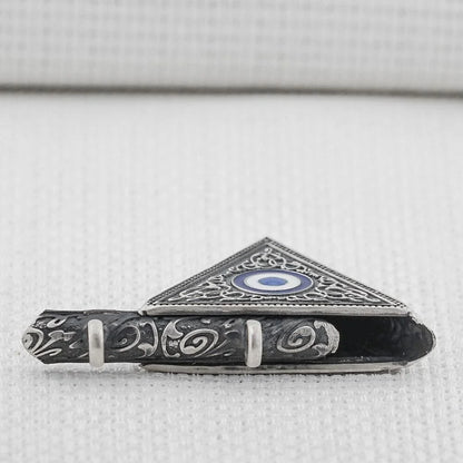 Nazar Boncuklu Gümüş Cevşen Muska Kolye