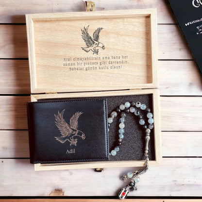 Kartal Pençe Temalı İsimli Cüzdan Tesbih Kombin