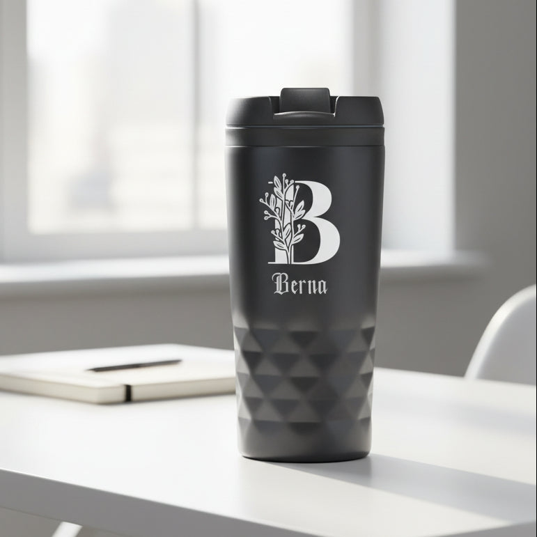 Monogram Becher Edelstahl beschriften lassen