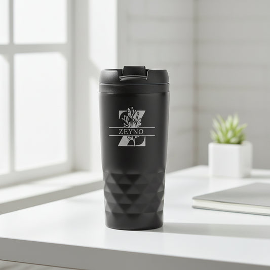 Monogram Harfli RVS Siyah Termos Bardak