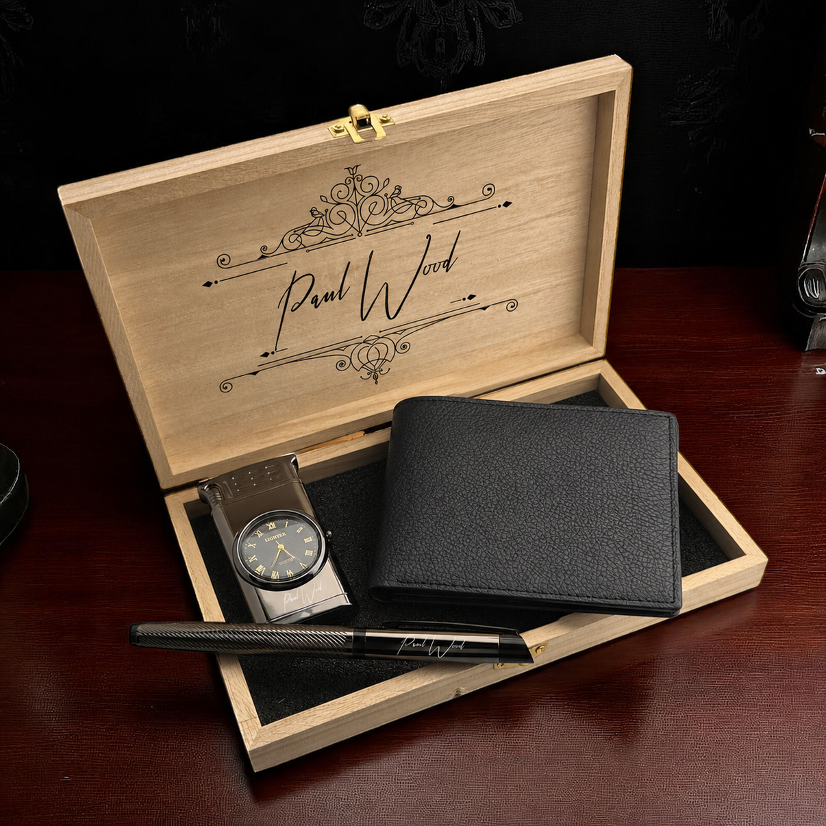 Signature Personalisiertes Herren-Geschenkset | Leder Geldbörse