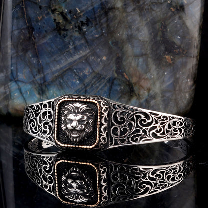 Lion à la tête du bracelet pour hommes en argent sterling