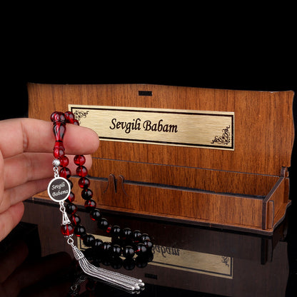 Fire Amber Tesbih ISIMLI 925 argent sterling