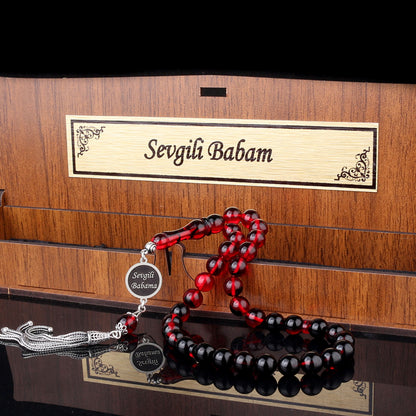 Fire Amber Tesbih ISIMLI 925 argent sterling