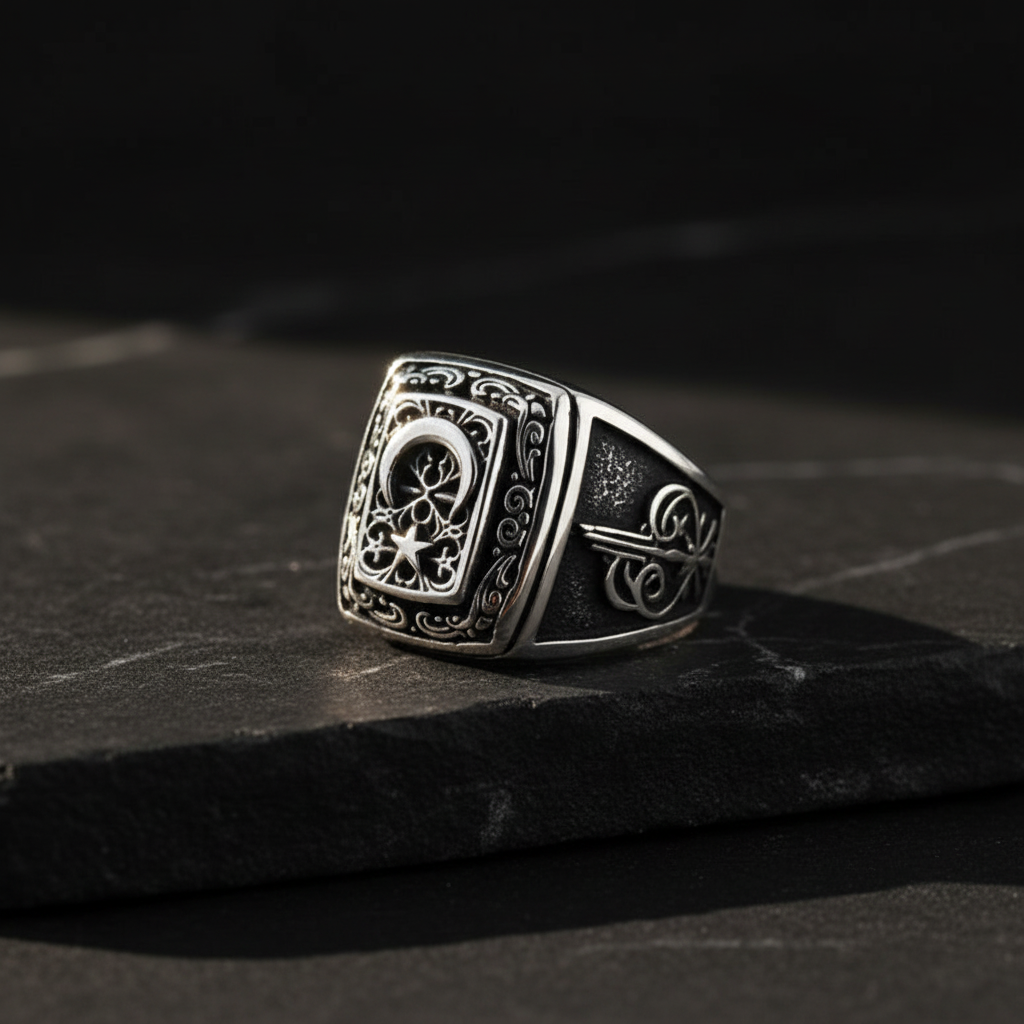 Moon Star Men's Silver Ring