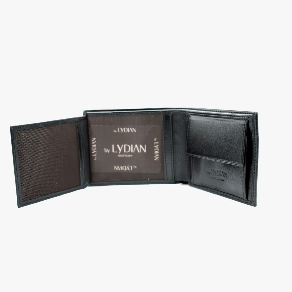 Black Leather Wallet with El Ele Name Special for Fathers - D3