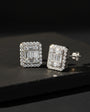 Diamond Style Baguette and Zircon Silver Earrings Set