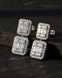 Diamond Style Baguette and Zircon Silver Earrings Set