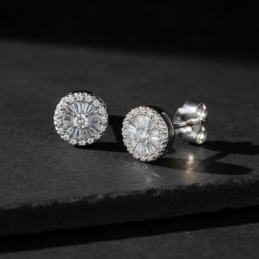Diamond Style Silver Earrings Set