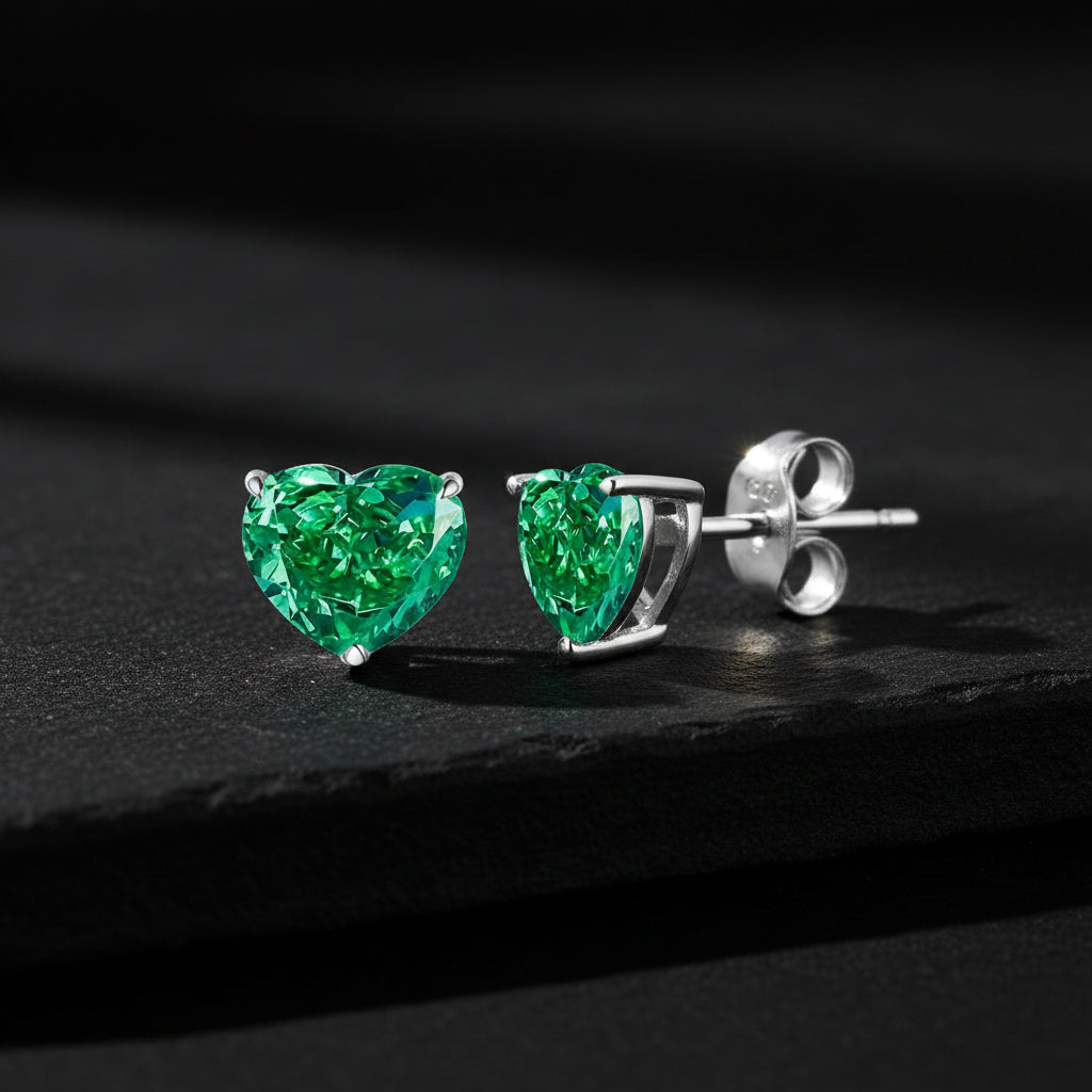 Green heart earrings