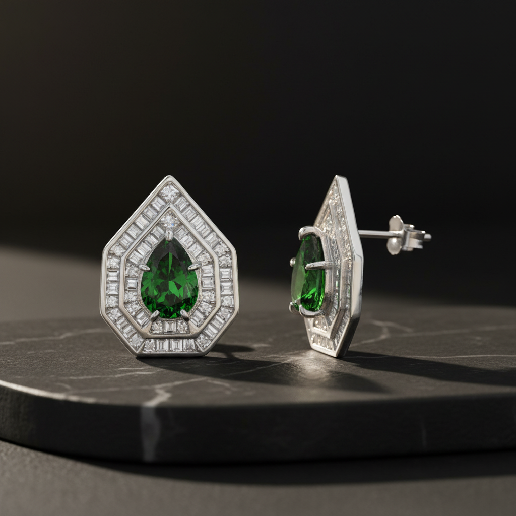 Ice Cut Zircon and Fuzy Earrings