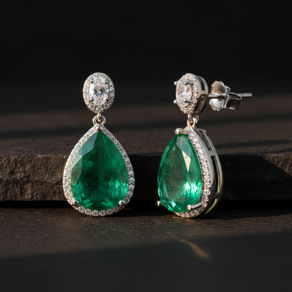 Green drop earrings
