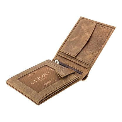Wooden Boxed Leather Wallet and Clock Lighter Gift Set - Personable