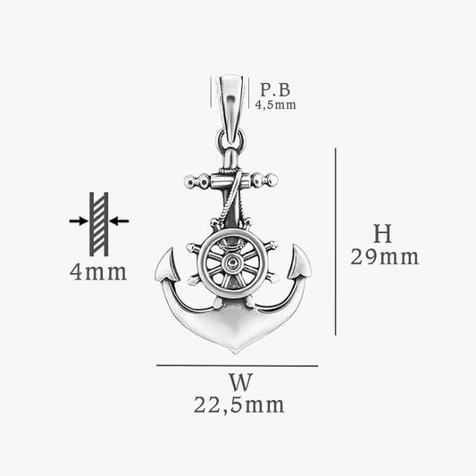 925 Sterling Silver Necklace with Anchor Helm Motif