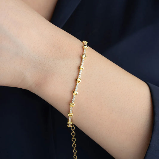 925 Sterling Silver Gold-Plated Zircon Bracelet