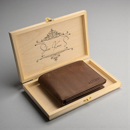Nom personnalisé portefeuille en cuir masculin écrit
