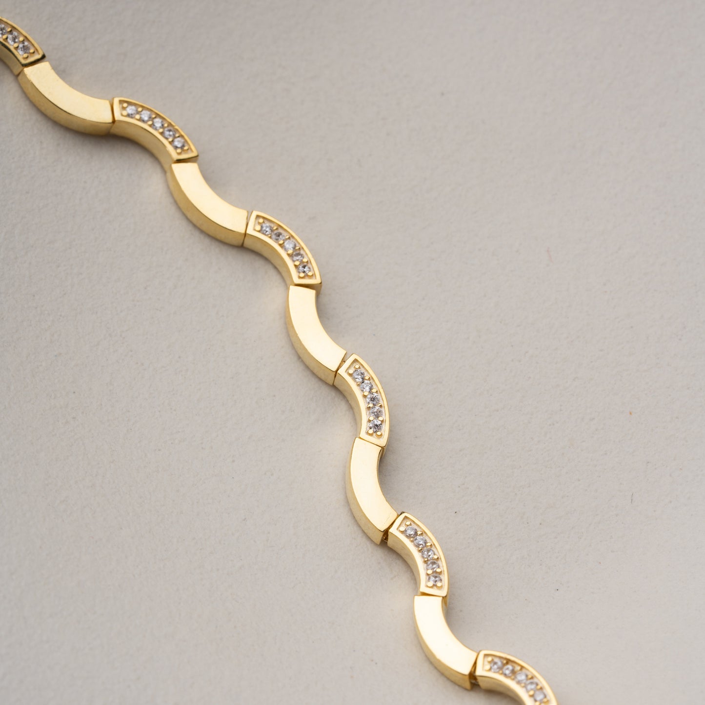 Ondine Bracelet Vague Zircon | Argent 925 Plaqué Or