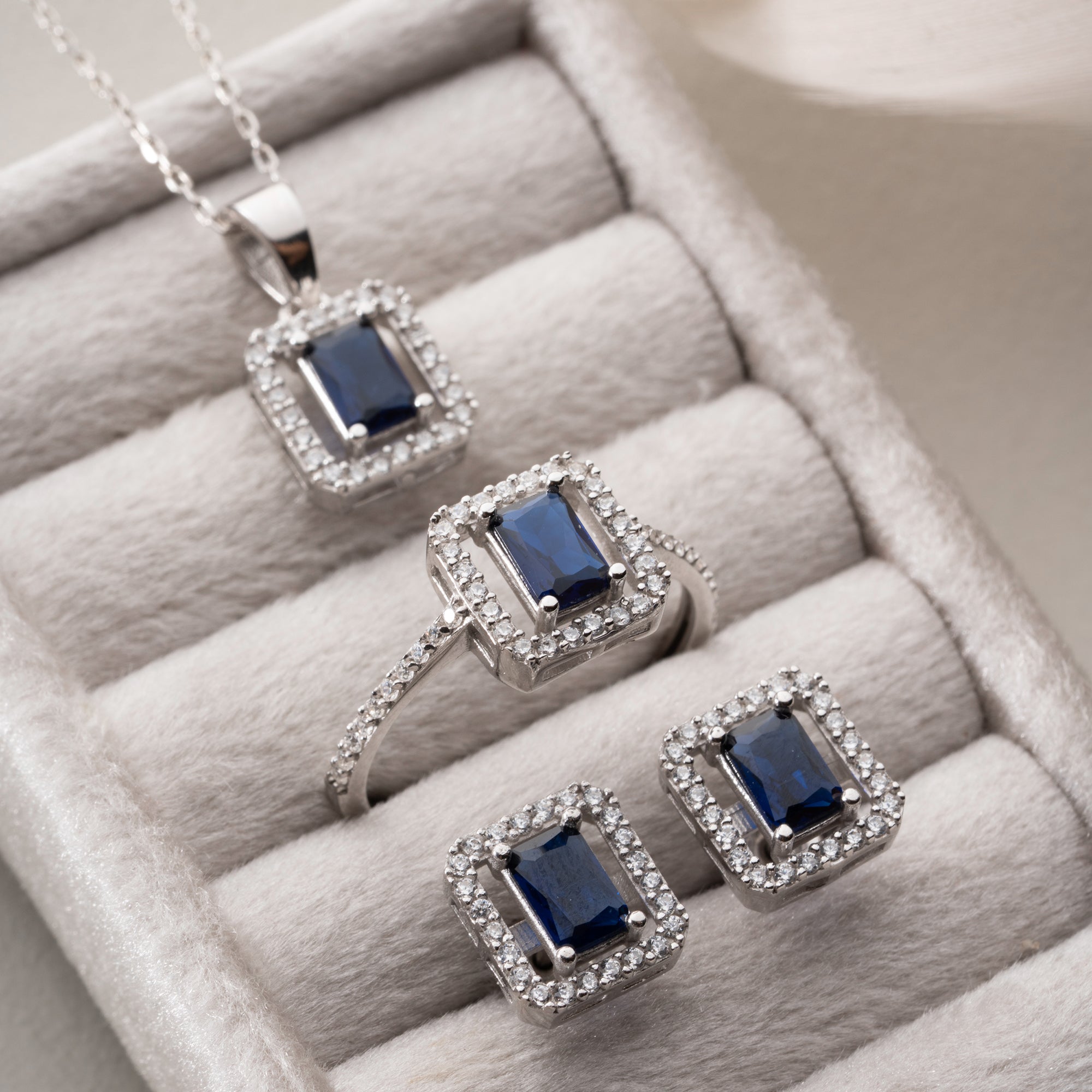 Blue Aura Mavi Taşlı Takı Seti | 925 Ayar Gümüş
