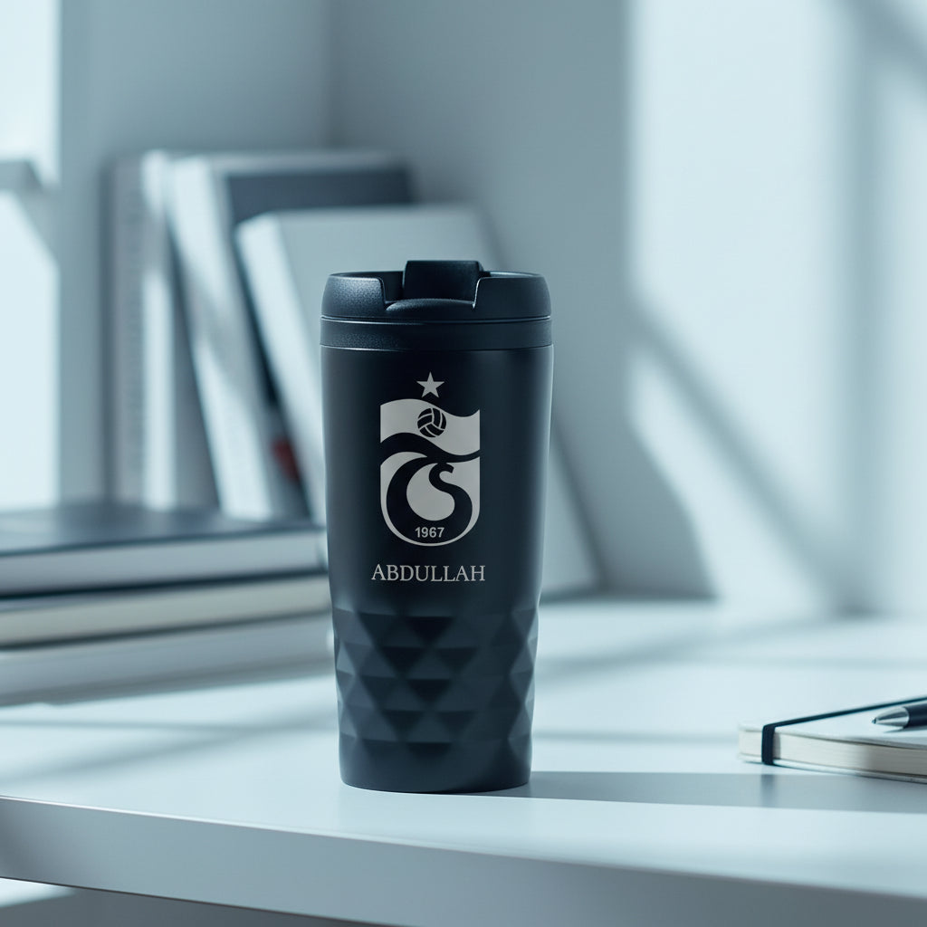 Personalized named rvs black thermos cup