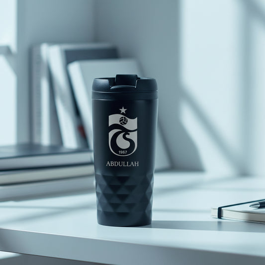 Personalized named rvs black thermos cup