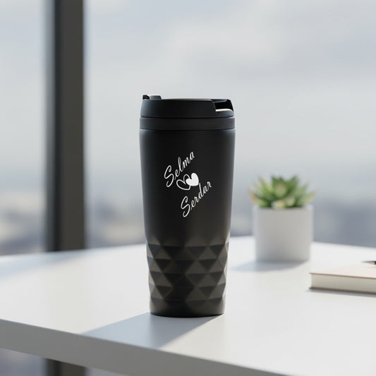 Cup thermos noir nommé personnalisé nommé
