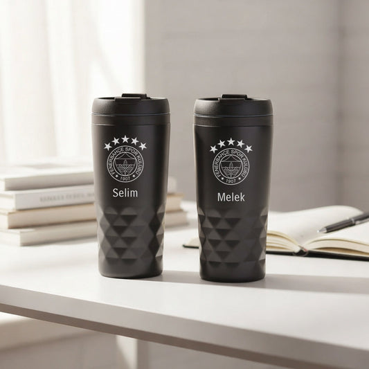 Çiftlere Özel Kişiye Özel İsimli RVS Siyah Termos Bardak