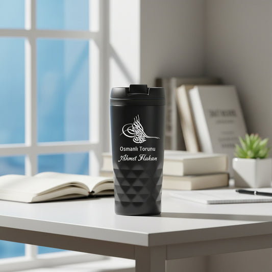 RVS Black Thermos Cup nommé Logolu