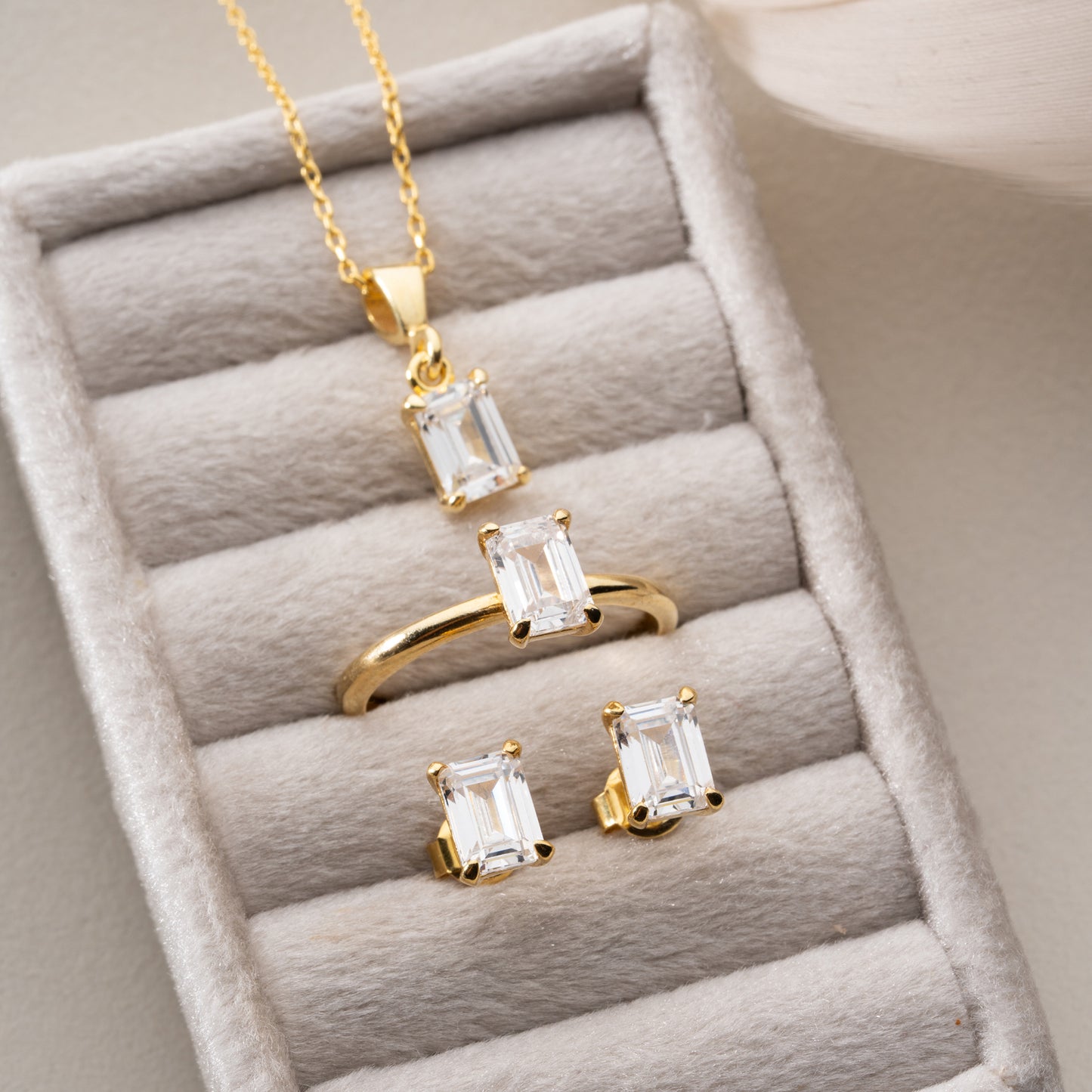 Lumière Parure Baguette | Argent 925 Plaqué Or