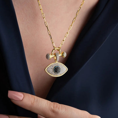 Blue Aura Nazar Auge Halskette – 925er Silber