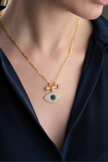 Blue Aura Nazar Auge Halskette – 925er Silber