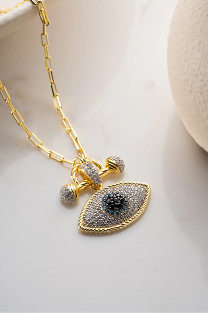 Blue Aura Nazar Auge Halskette – 925er Silber