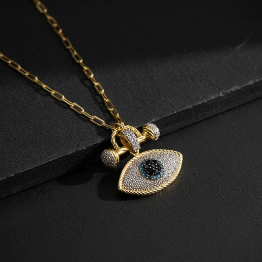 Blue Aura Nazar Auge Halskette – 925er Silber