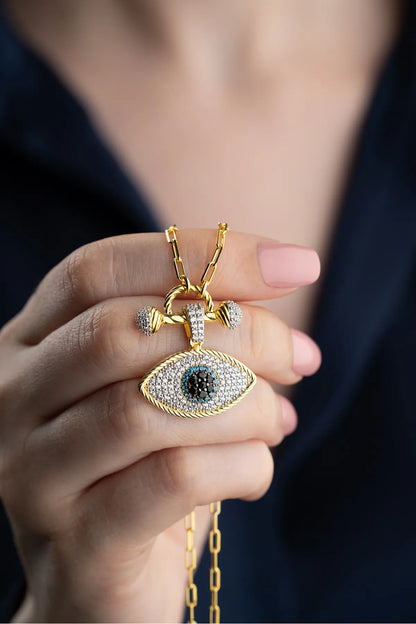 Blue Aura Nazar Auge Halskette – 925er Silber