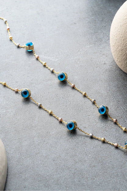 Nazar Perlenkette – 925er Silber – Blue Aura

